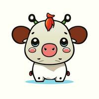 Cute Cartoon a Cow on white background vector