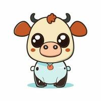 Cute Cartoon a Cow on white background vector