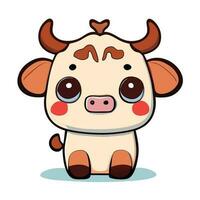 Cute Cartoon a Cow on white background vector