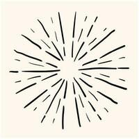 Sunburst doodle. Hand drawn star burst explosion. Illustrated Design Element. vector