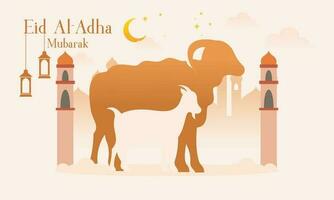 celebrar eid Alabama adha Mubarak islámico antecedentes con qurban animales vector