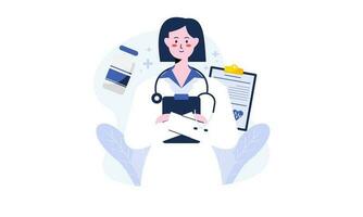 Doctor Character with Stethoscope Vector Illustration. Medical Treatment Concept