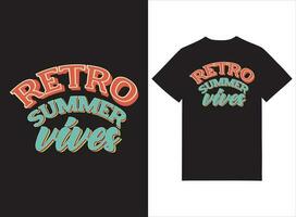 retro verano vibraciones impresión Listo camiseta diseño vector