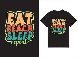 comer playa dormir repetir verano t camisa diseño vector