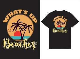 qué arriba playas verano camiseta diseño vector