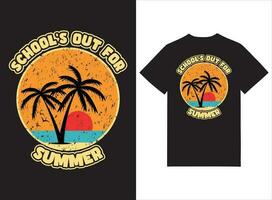 escuelas fuera para verano playa tema t camisa diseño vector