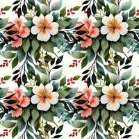 Floral shape watercolor seamless pattern. vector