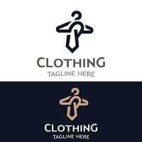 Clothing and Fashion logo design hanger concept, creative simple fashion shop business fashion vector