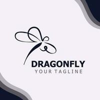 Dragonfly logo design modern and elegant minimalist color style monoline illustration vector