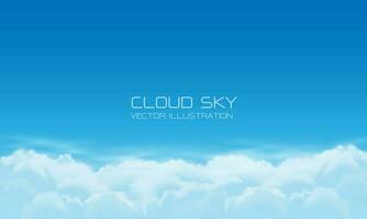 Realistic white clouds on blue sky background vector