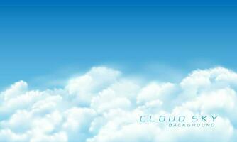Realistic white clouds on blue sky background vector illustration.