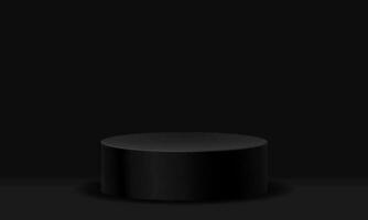 Realistic black cylinder 3D room pedestal podium minimal scene product display presentation stage for showcase vector