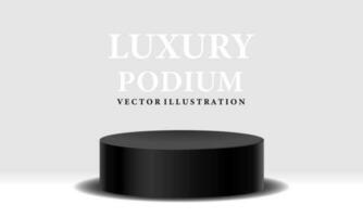 Realistic black cylinder 3D room pedestal podium minimal scene product display presentation stage for showcase vector