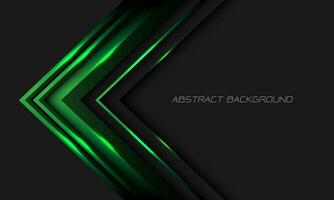 Abstract green metallic arrow direction geometric on grey with blank space design modern futuristic background vector