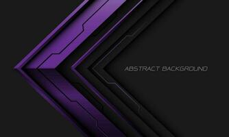 Abstract purple metallic arrow cyber direction geometric on grey with blank space design modern futuristic background vector