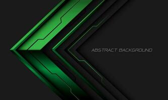 Abstract green metallic arrow cyber direction geometric on grey with blank space design modern futuristic background vector