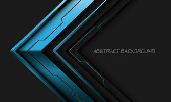 Abstract blue metallic arrow cyber direction geometric on grey with blank space design modern futuristic background vector