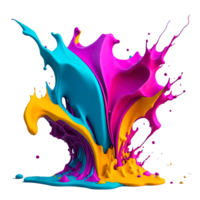 Colorful abstract paint splash isolated on transparent background. AI generative png