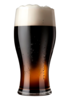 Fresh Black Beer glass with foam isolated on transparent background. png