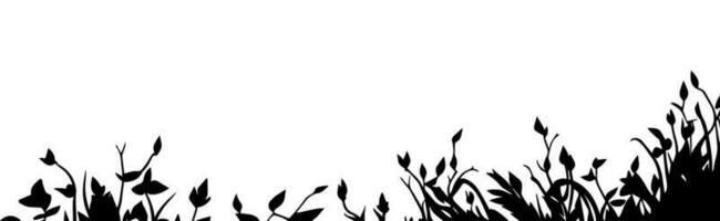 Bush and grass Vegetation border silhouette. vector illustration
