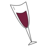 Graphic vector illustration of a glass of red wine on a white background.