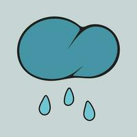 Graphic vector illustration of a cloud with rain on a gray background. Rainy day.