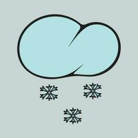 Graphic vector illustration of a cloud with snow on a gray background. Snowfall.