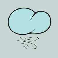 Graphic vector illustration of a cloud with wind on a gray background. It's windy.