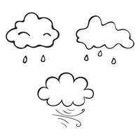 Graphic vector illustration of clouds on a white background. Clouds, rain, wind.