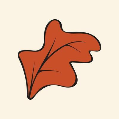 Graphic vector illustration of a yellow leaf on a beige background.