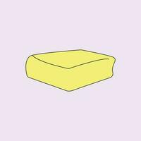 Vector graphic illustration of a yellow eraser on a pink background.