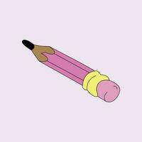 Vector graphic illustration of a pen on a pink background.