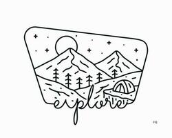 Camp and explore the mountain outdoor badge t shirt sticker vector illustration