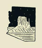 noche de Monumento Valle Arizona Desierto Clásico vector para Insignia , pegatina, gráfico, Arte camiseta diseño