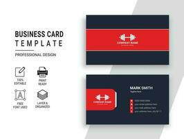 Red and Black Gym Fitness Business Card Design Template vector