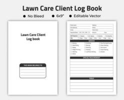 Lawn Care Client Log Book Or Notebook template vector