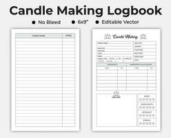 Candle Making Logbook Or Notebook vector