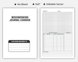 Woodworking Journal Logbook, Or Notebook vector