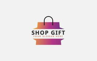 Shop gift logo with bag, Gift logo concept vector template