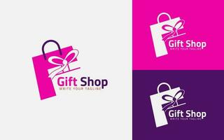 en línea compras regalo logo plantillas. regalo tienda logo ratón símbolo diseño vector. regalo caja logo diseño. vector