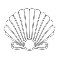 Seashell and pearl vector icon design. Marine shell flat icon.