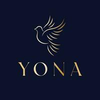 Yona logo design. Abstract bird vector logotype. Luxury bird logo template.