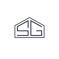 Abstract house and SG initials monogram vector design. Real estate letters S and G emblem.