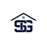 Abstract house and SG initials monogram vector design. Real estate letters S and G emblem.