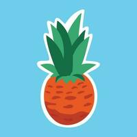 Sticker design of pineapple. Tropical fruit vector illustration.