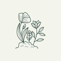 Wild flowers vector icon design. Floral logo template.