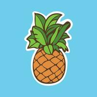 Sticker design of pineapple. Tropical fruit vector illustration.