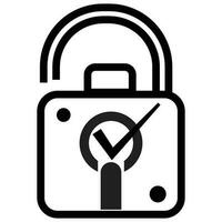 check list icon or tick mark to choose correct key to open lock, unlock line black concept vector