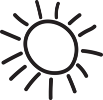 Sol ícone Preto linha desenhando ou rabisco logotipo luz solar símbolo clima elemento png