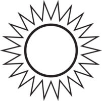 Soleil icône noir ligne dessin ou griffonnage logo lumière du soleil symbole temps élément png